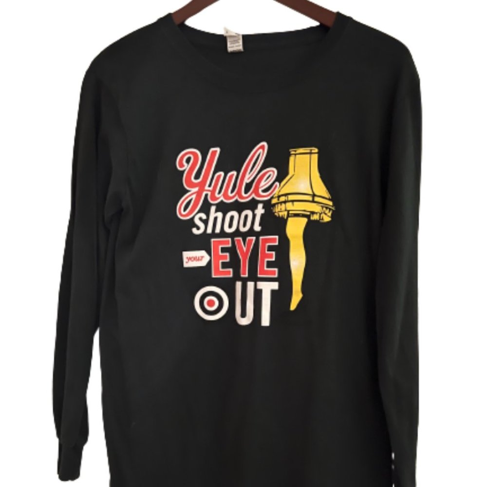 YULE SHOOT YOUR EYE OUT KARBACH BREWERY LONG SLEEVE TEXAS SZ SMALL ADULT UNISEX